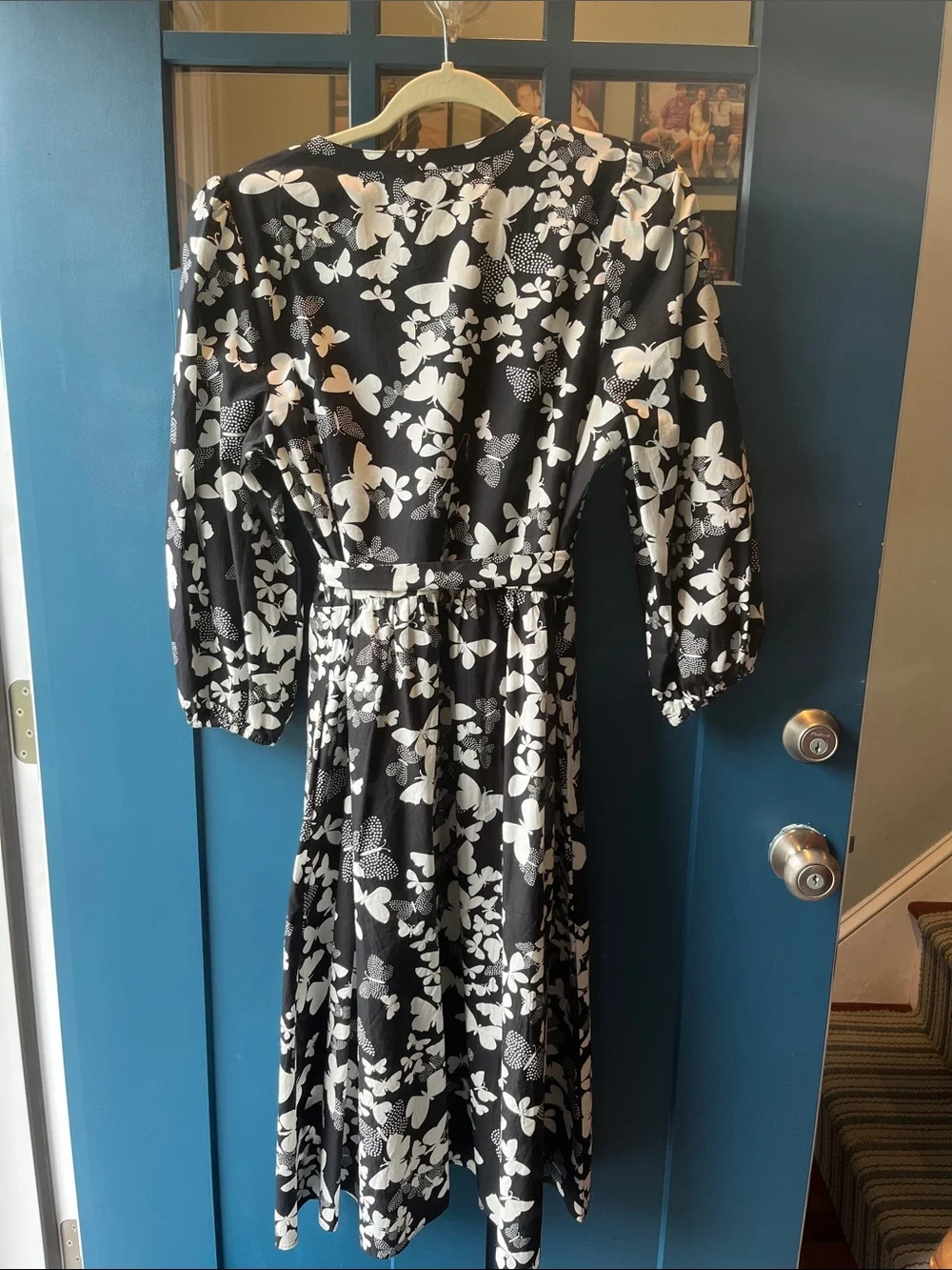 Talbots Black and White Butterfly Button-Front Dress - Picture 3 of 3